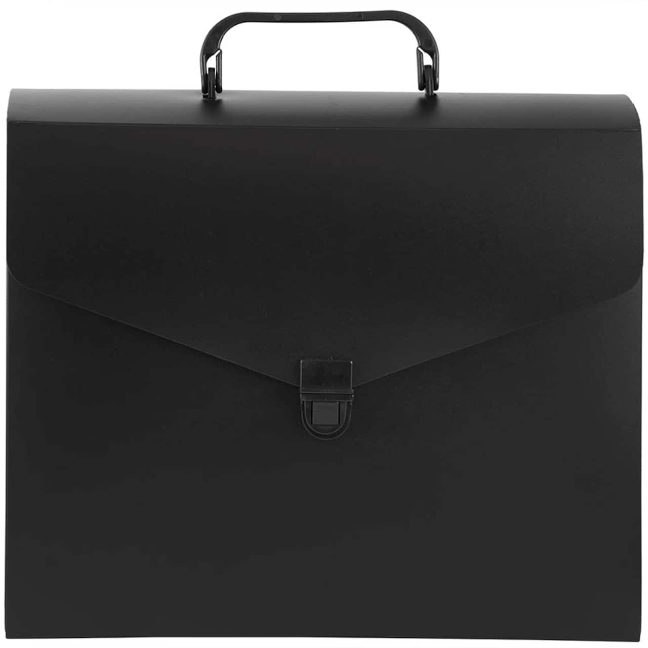 JAM Paper 10" x 12" Black Plastic Portfolio File Carry Case